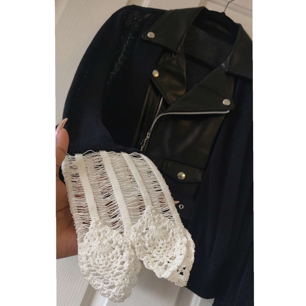 Lane Crawford Toga Crochet Cuff Cardigan Leather J - Picture 3 of 14
